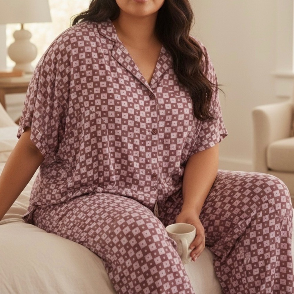 bp Mauve Geometric Print Short-Sleeve Pajama Set